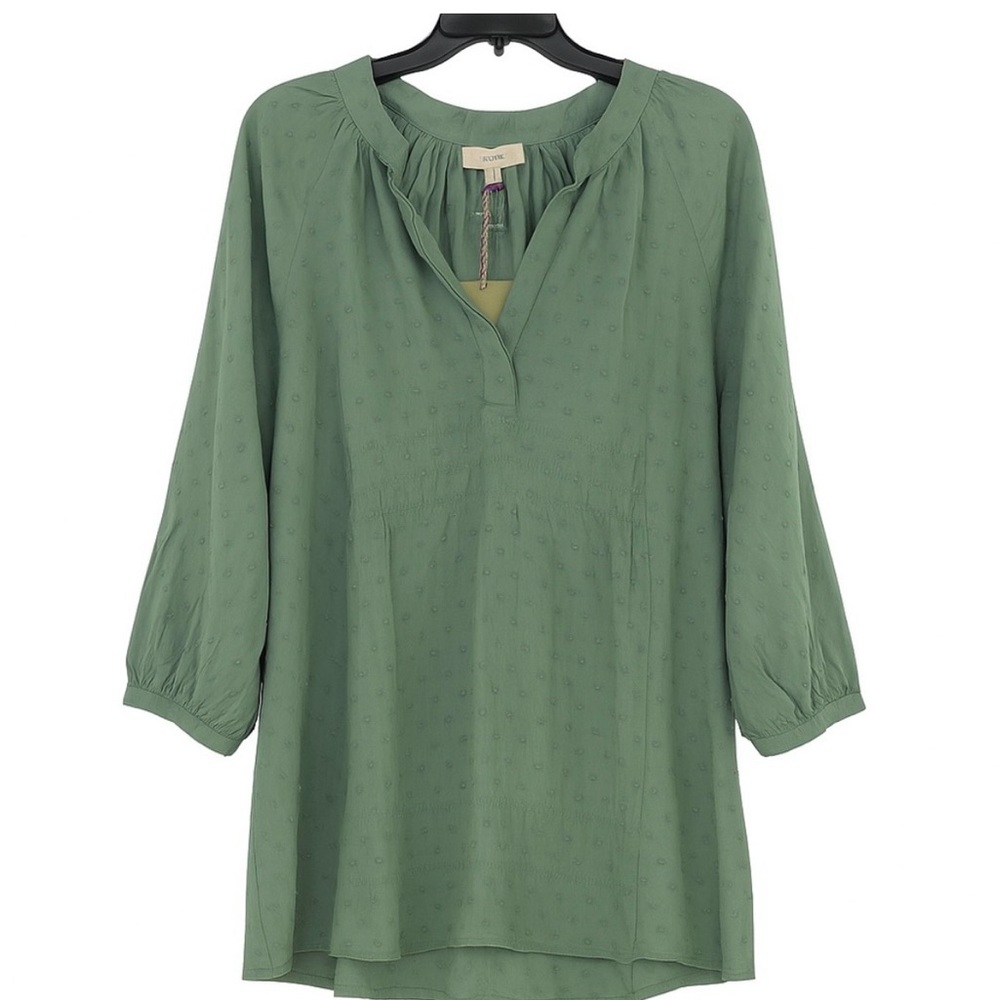 Umgee-NWT size large Sage green dress, Swiss dot-long sleeves